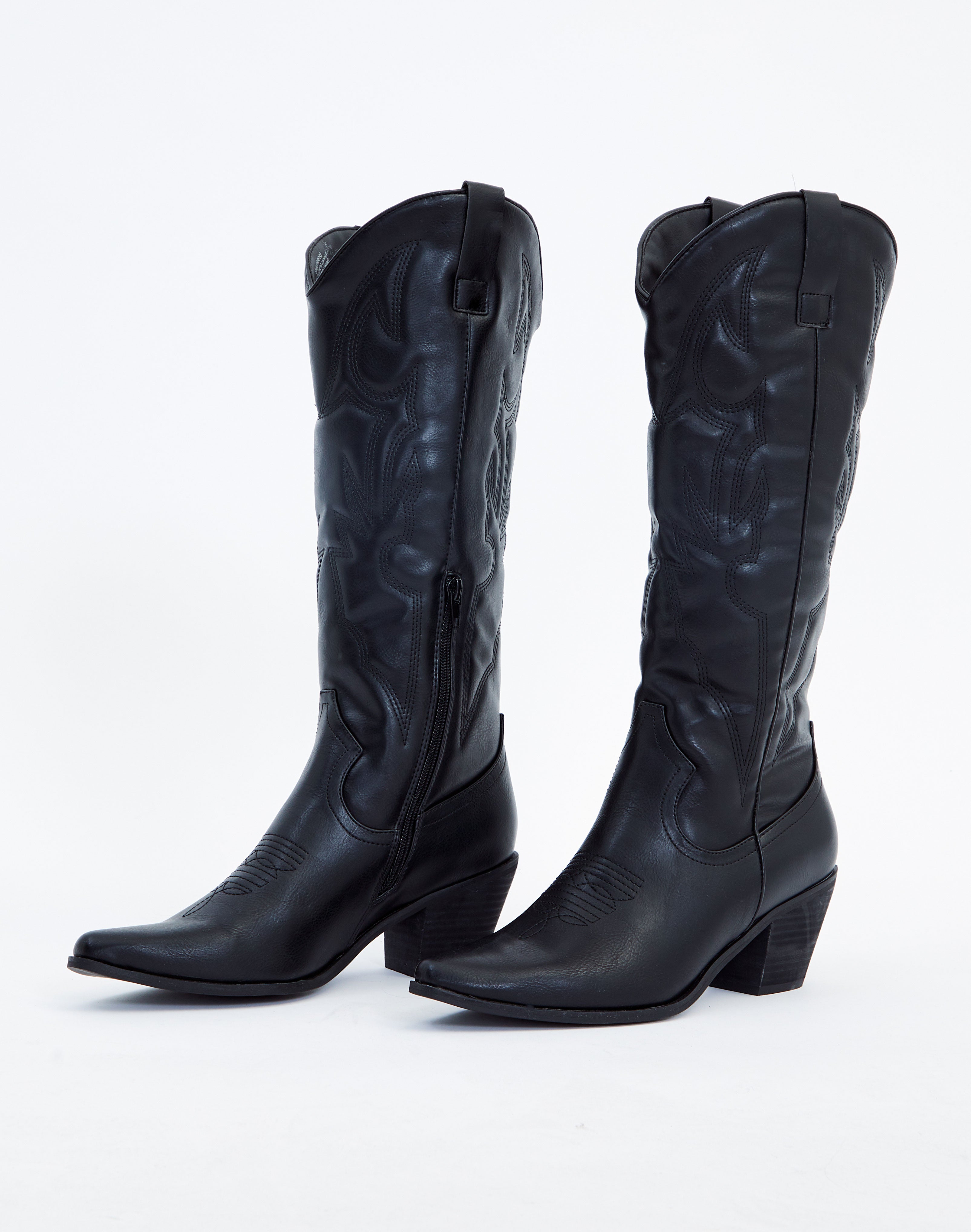 Western Faux Leather Embossed Boot in 