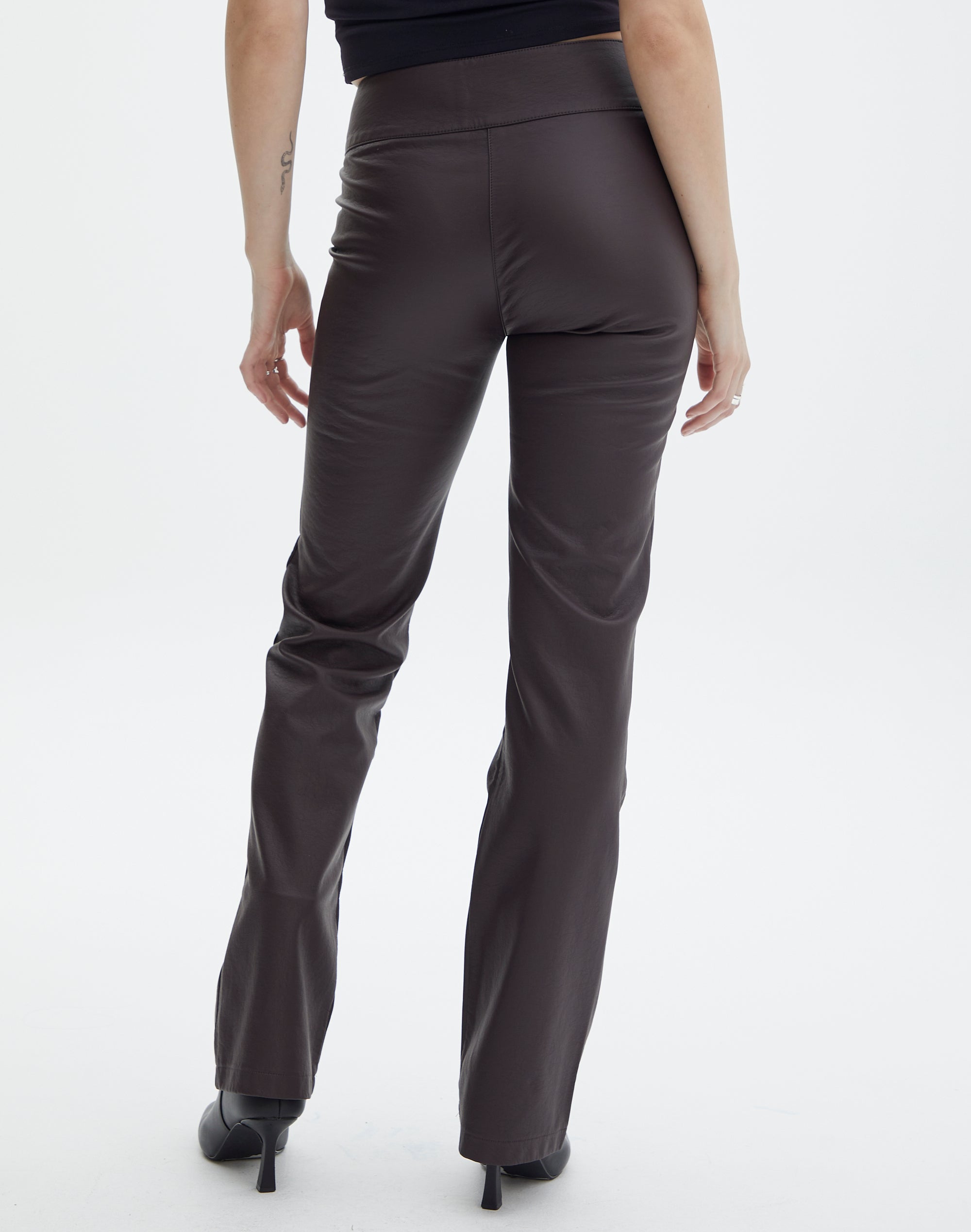 Faux Leather Low Rise Pant in Its Soy Cute