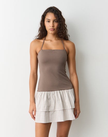 Drop Waist Halter Mini Dress
