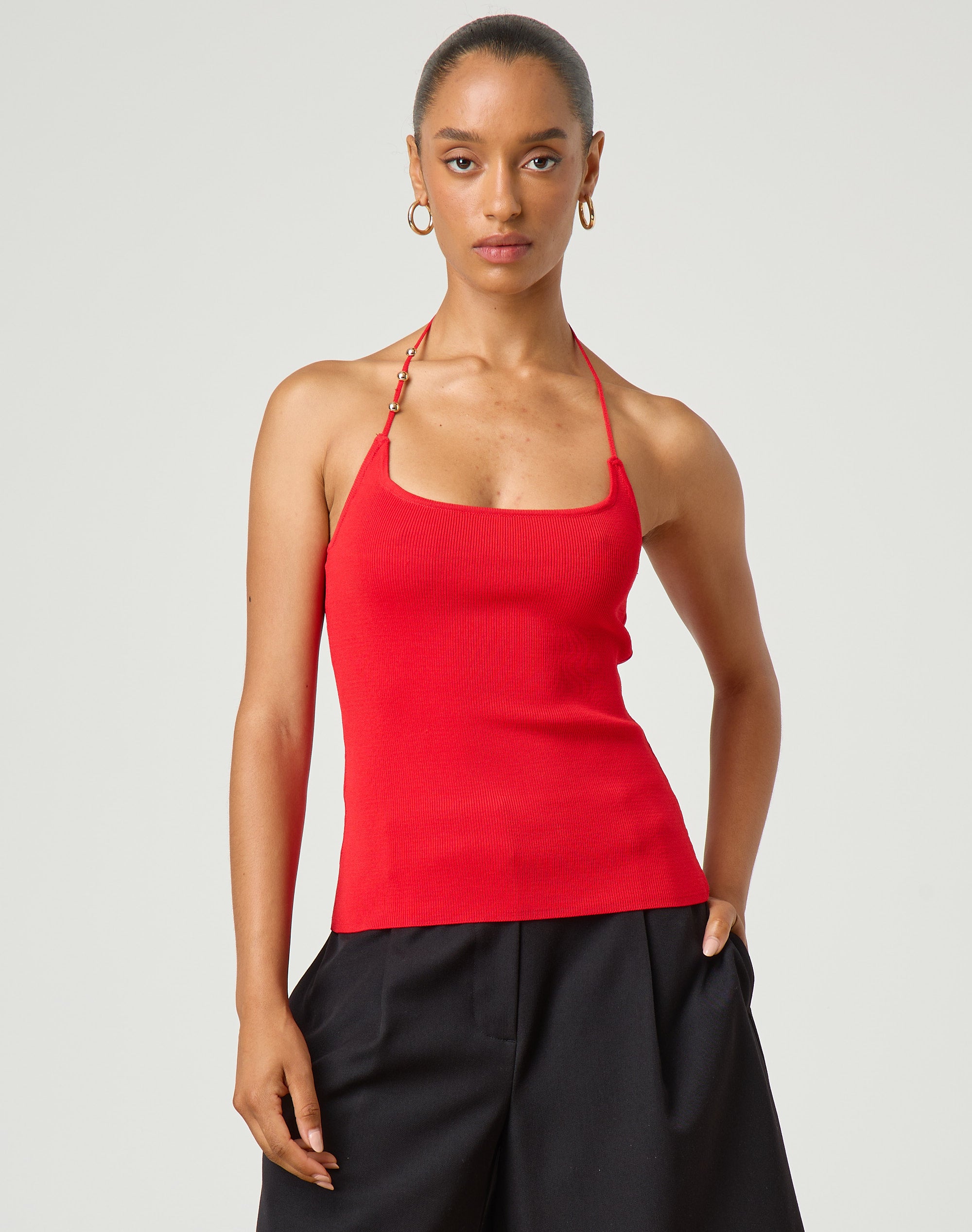 tkered thread S daring halter tops