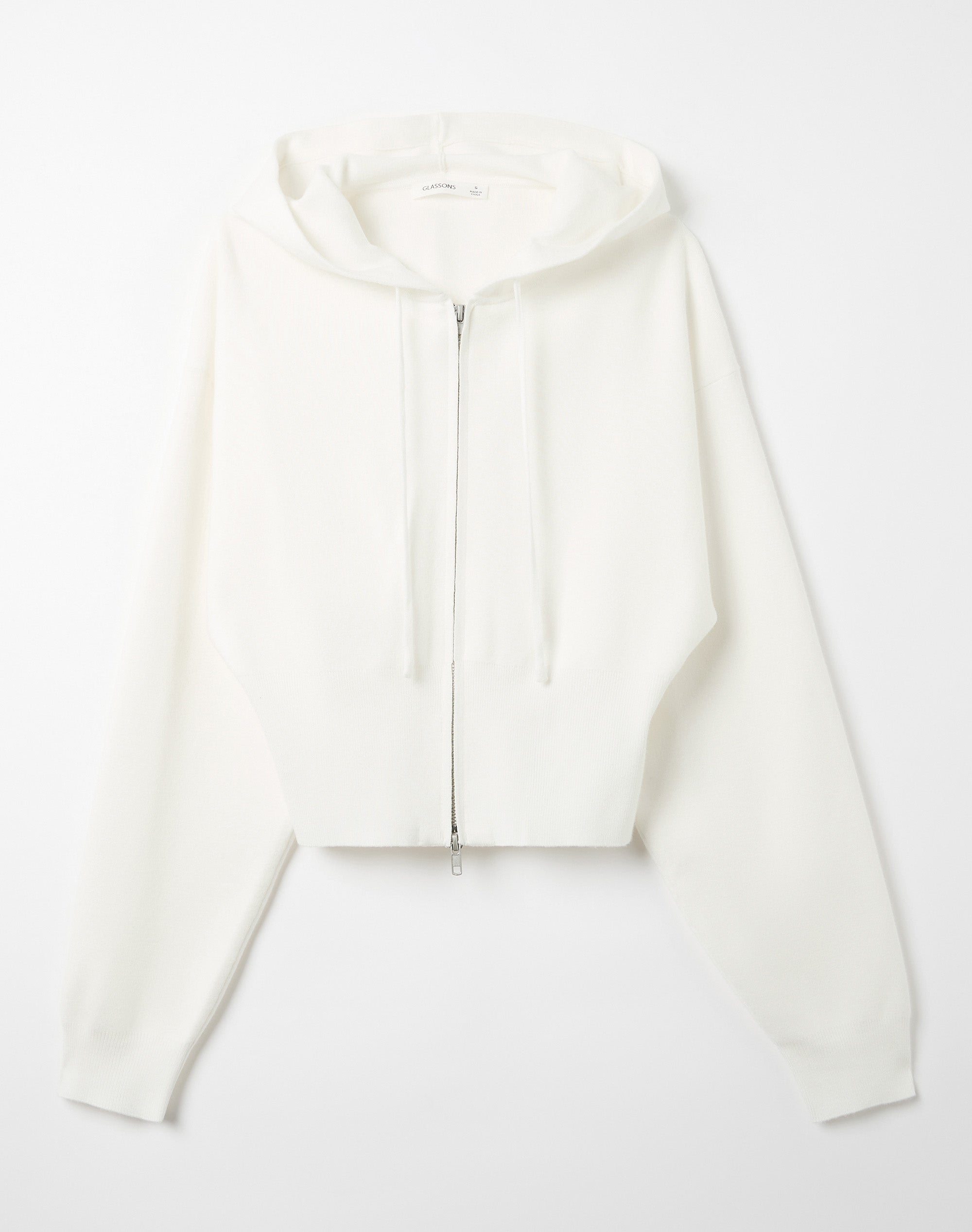 Zip Up Crop Knit Hoodie in Milk | Glassons US