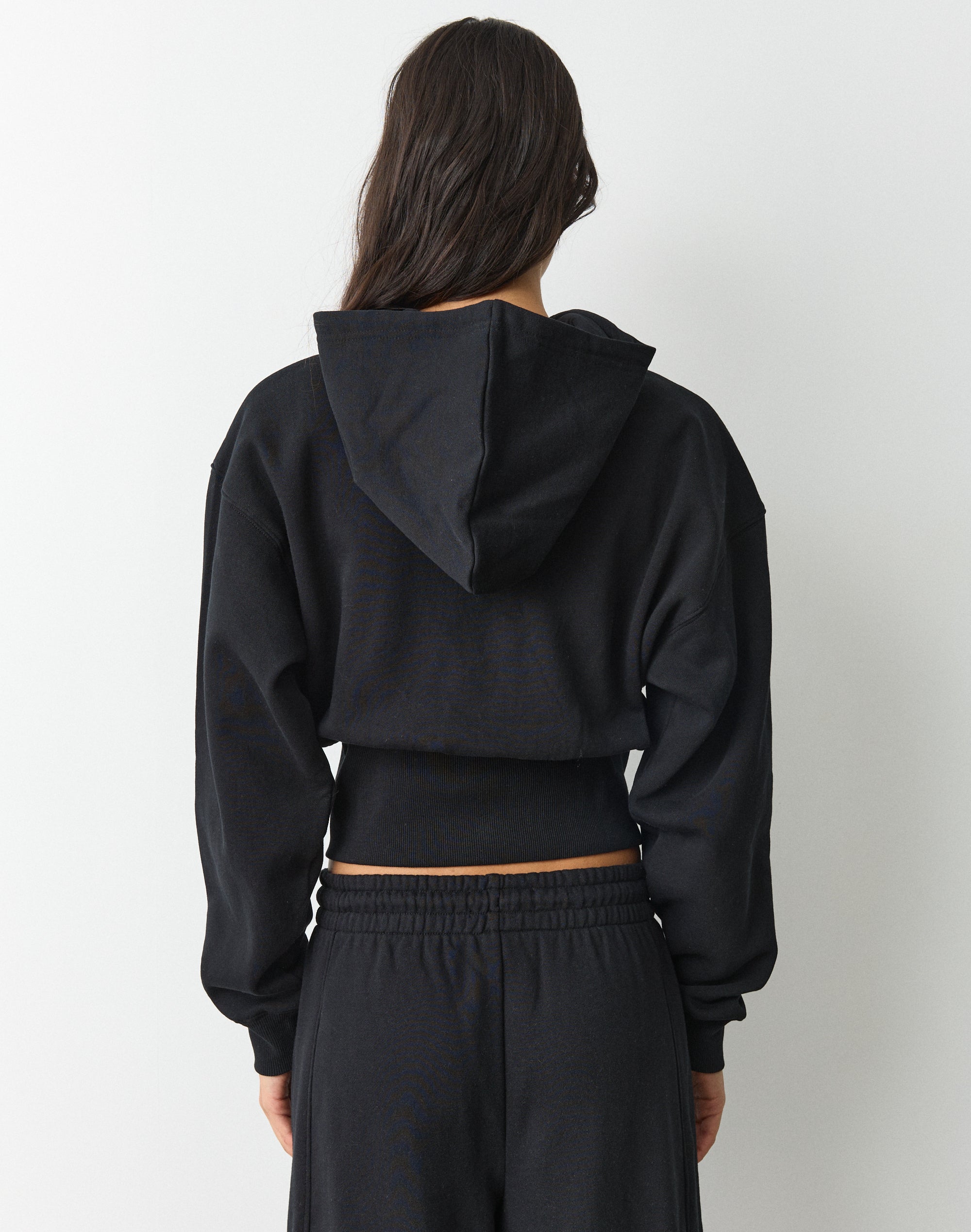 Zip Up Crop Hoodie in Black | Glassons US
