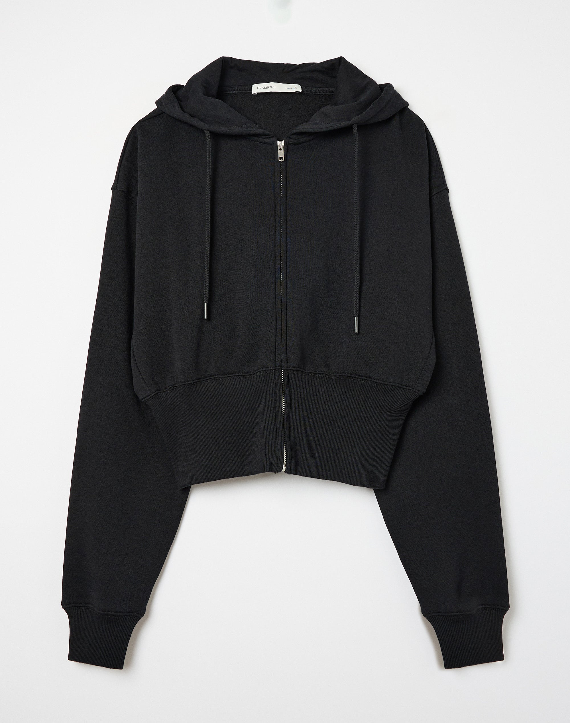 Zip Up Crop Hoodie in Black | Glassons