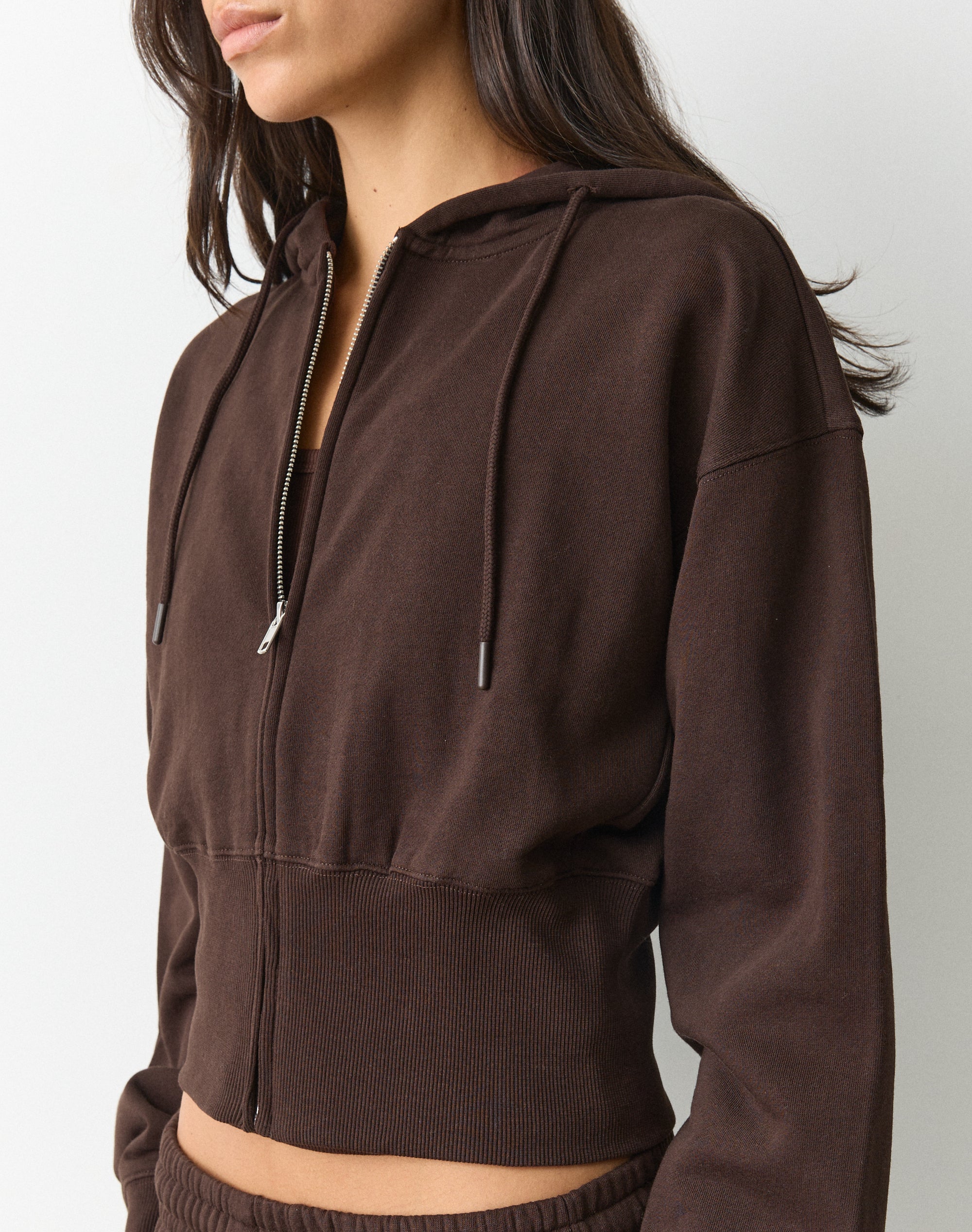 Zip Up Crop Hoodie in Choc It Up | Glassons US