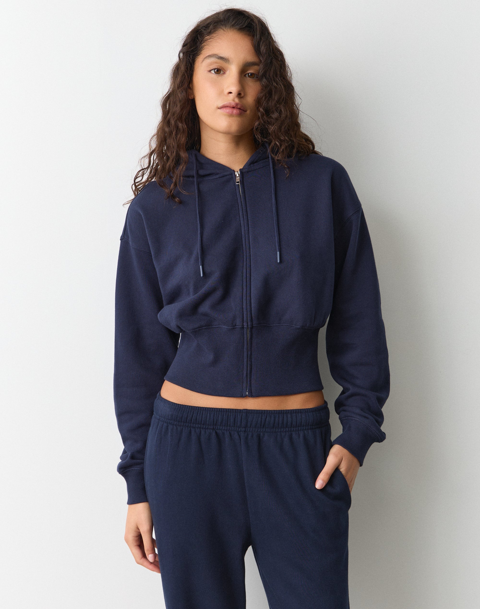 Zip Up Crop Hoodie in Black | Glassons US