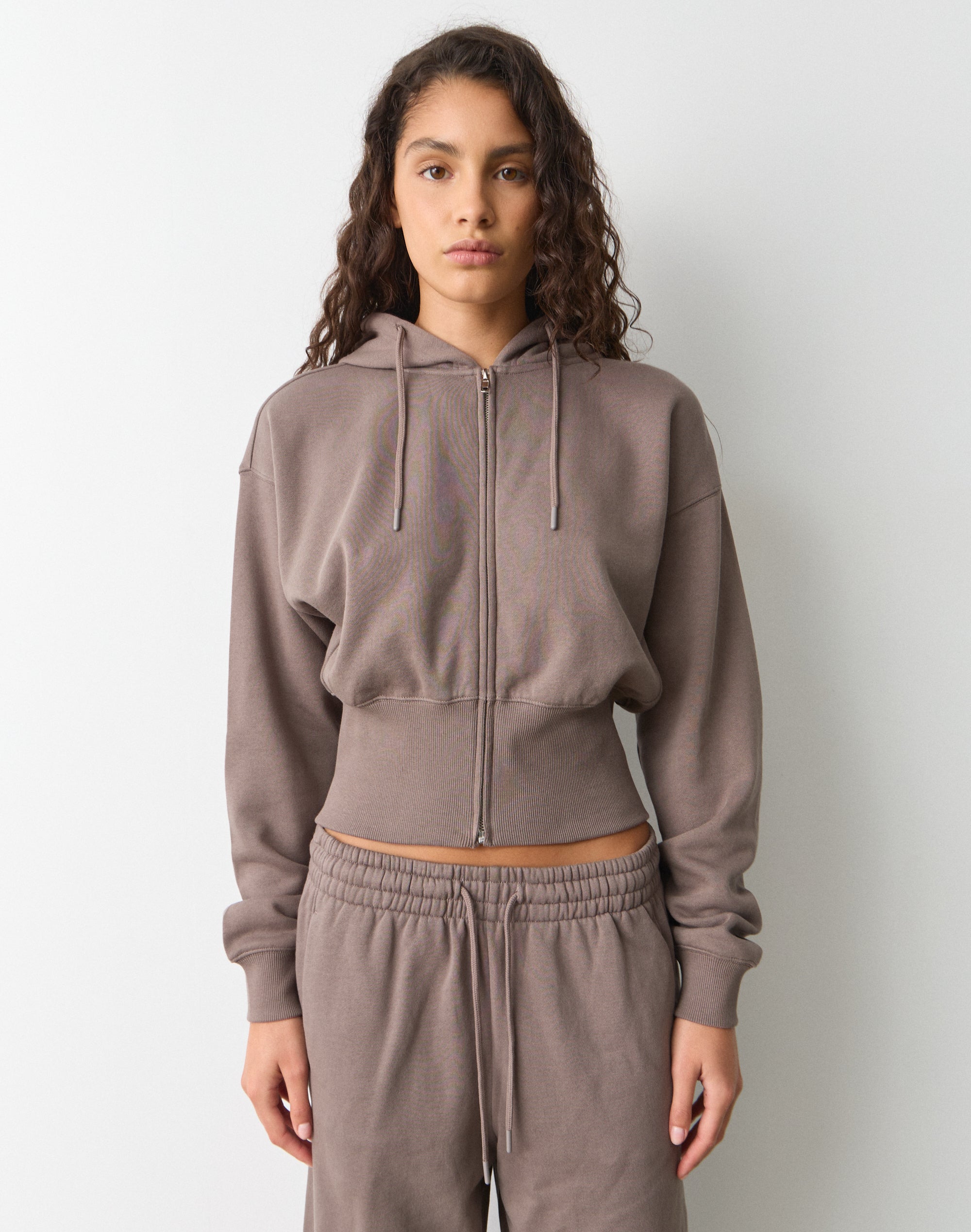 Zip Up Crop Hoodie in Rocky Shores | Glassons SG