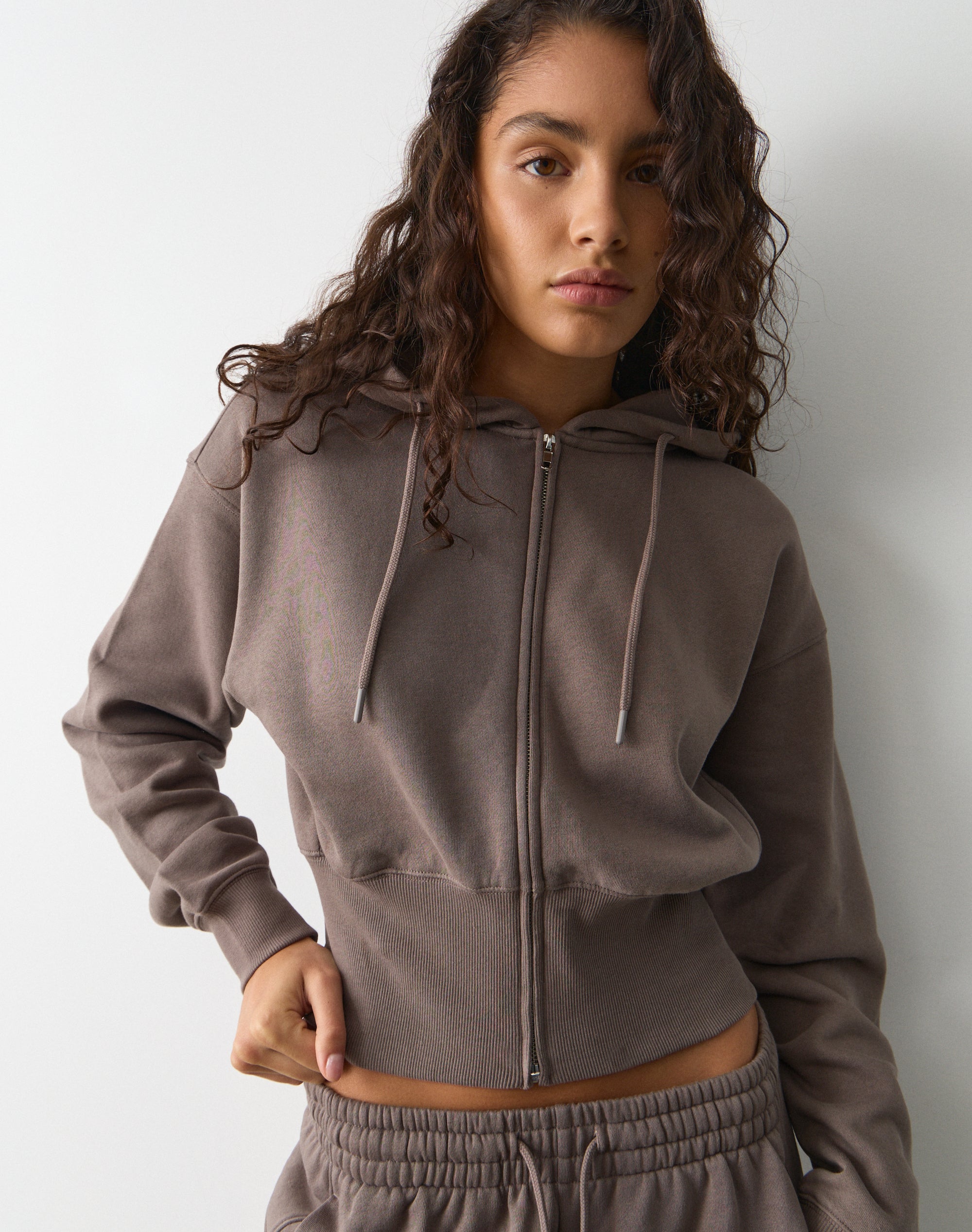 Zip Up Crop Hoodie in Rocky Shores | Glassons SG