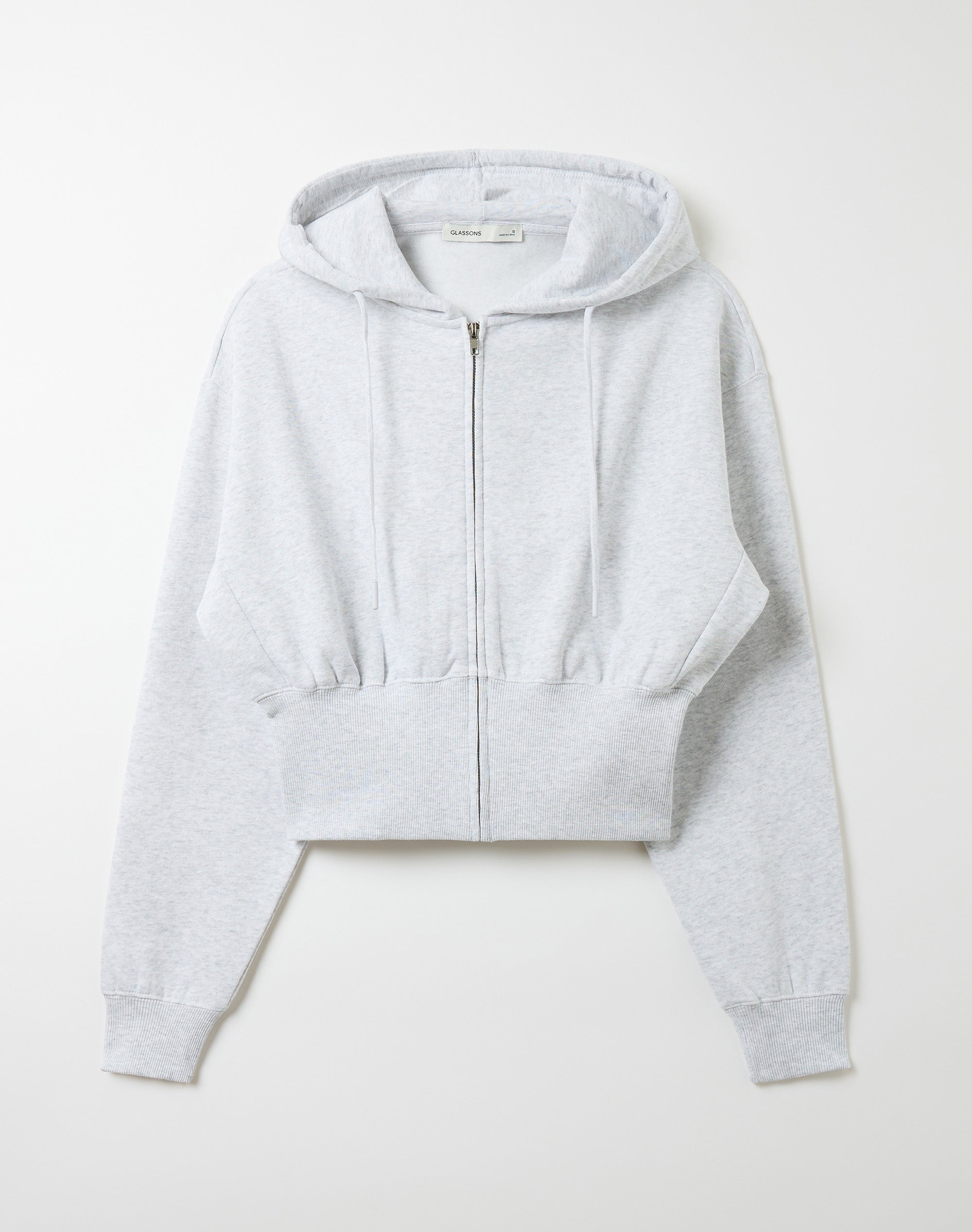 Zip Up Crop Hoodie in Snow Marle | Glassons US