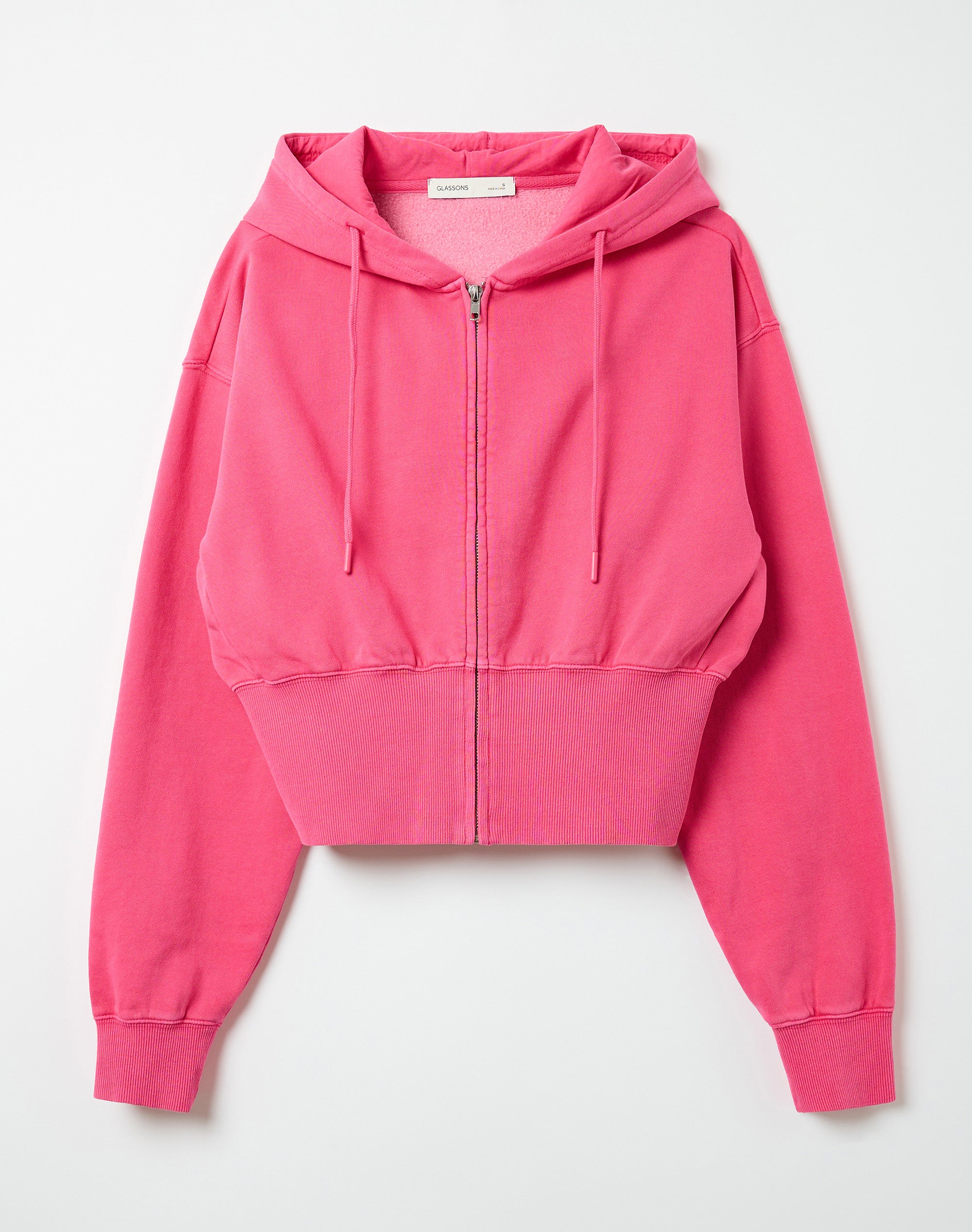 Zip Up Crop Hoodie in Washed Pink Paradise | Glassons SG