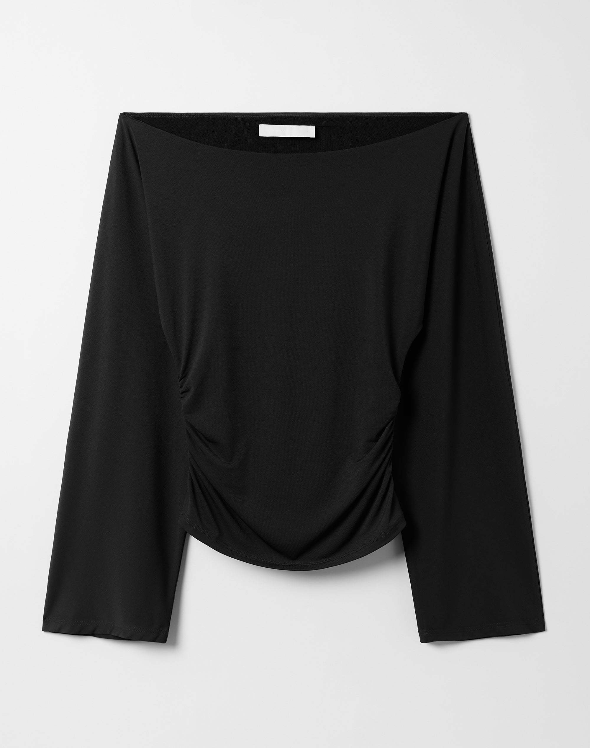 Off Shoulder Ruched Long Sleeve Top in Black | Glassons US