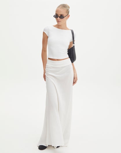 Flowy Maxi Skirt in White | Glassons