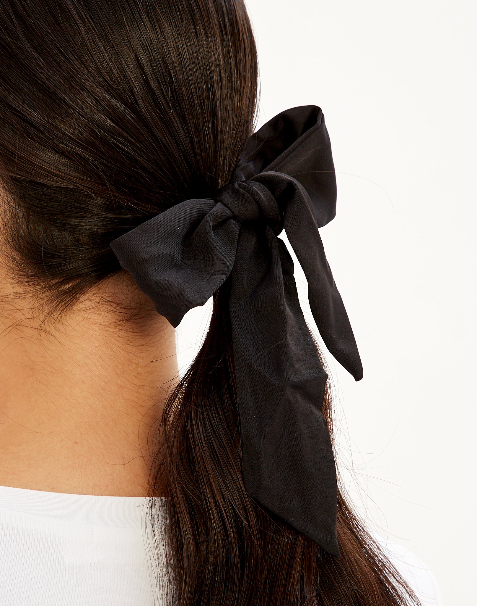 Satin Bow Scrunchie Ribbon in Black | Glassons