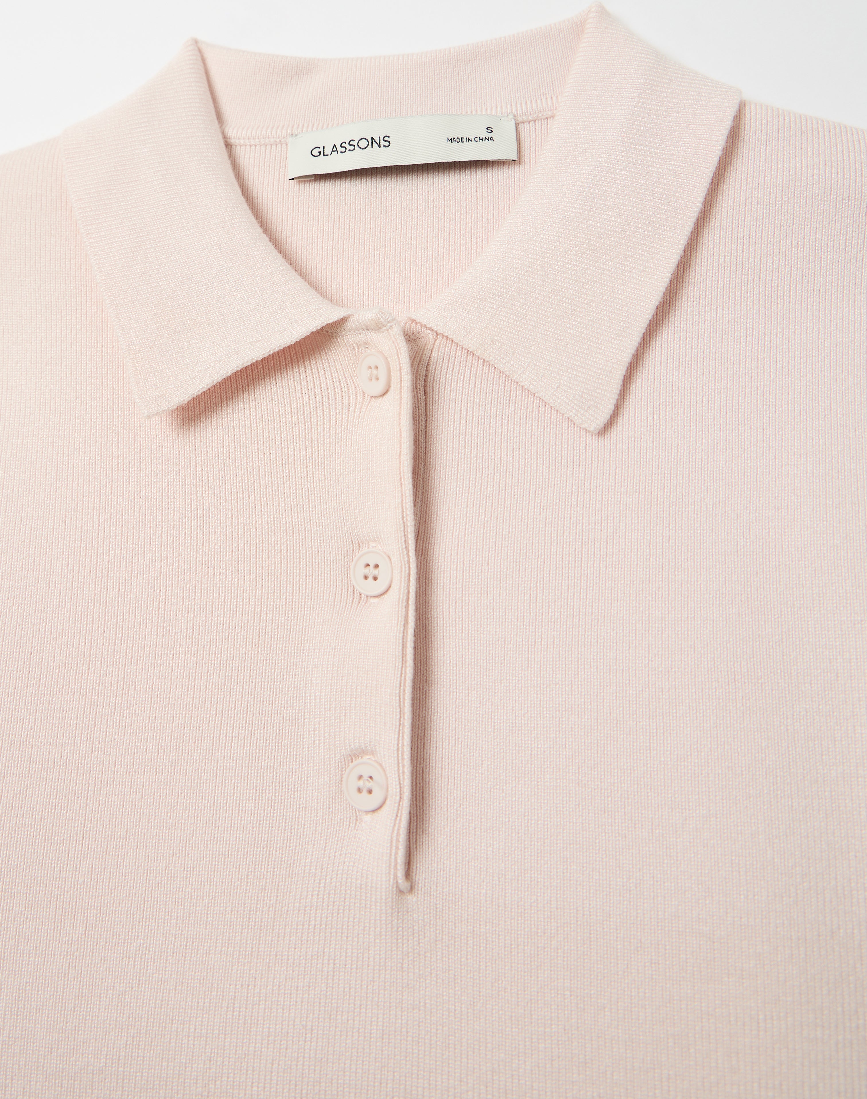 Knit Rib Waist Polo Top in Fairy Pink | Glassons US