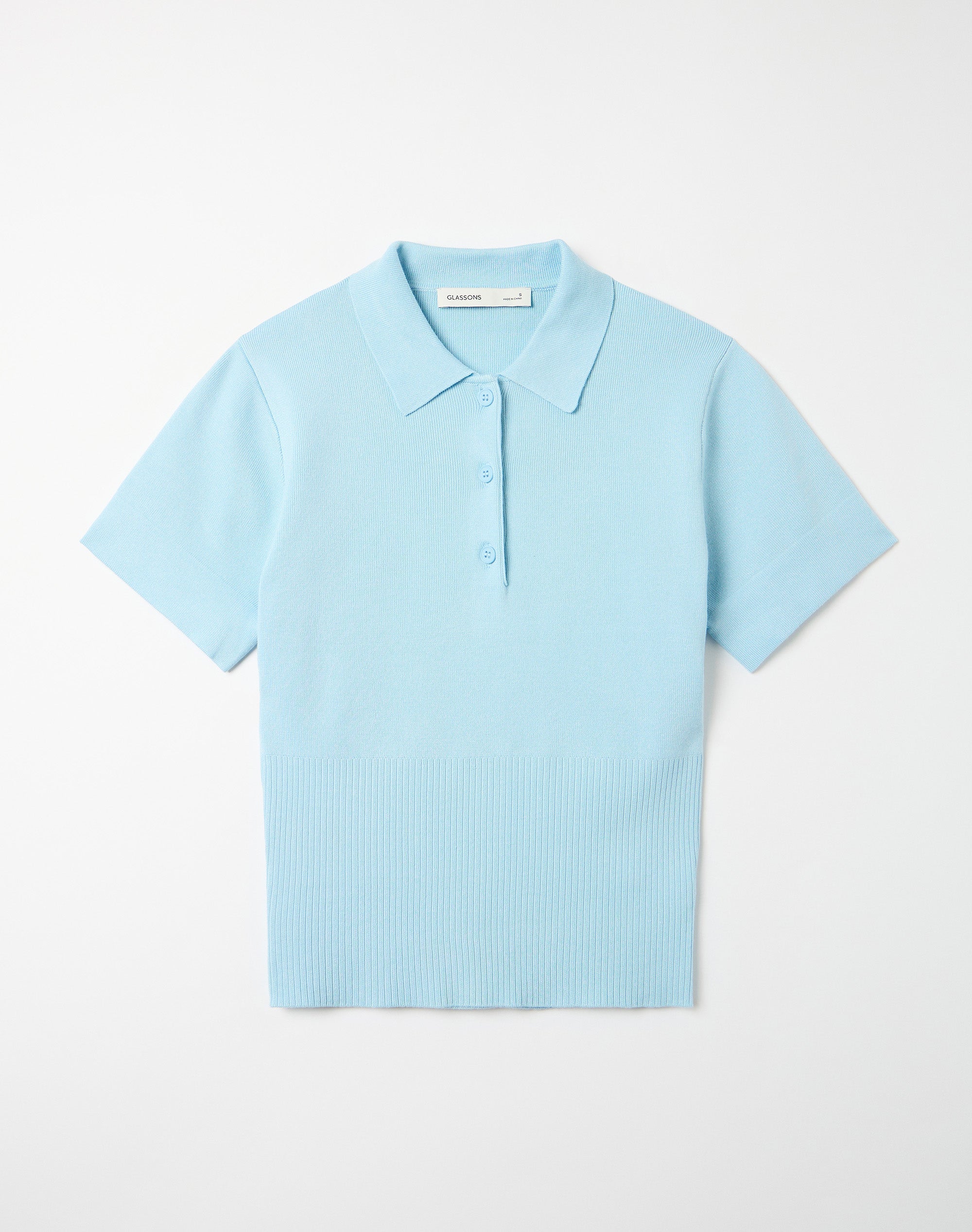 Knit Rib Waist Polo Top in Vapor Blue | Glassons US