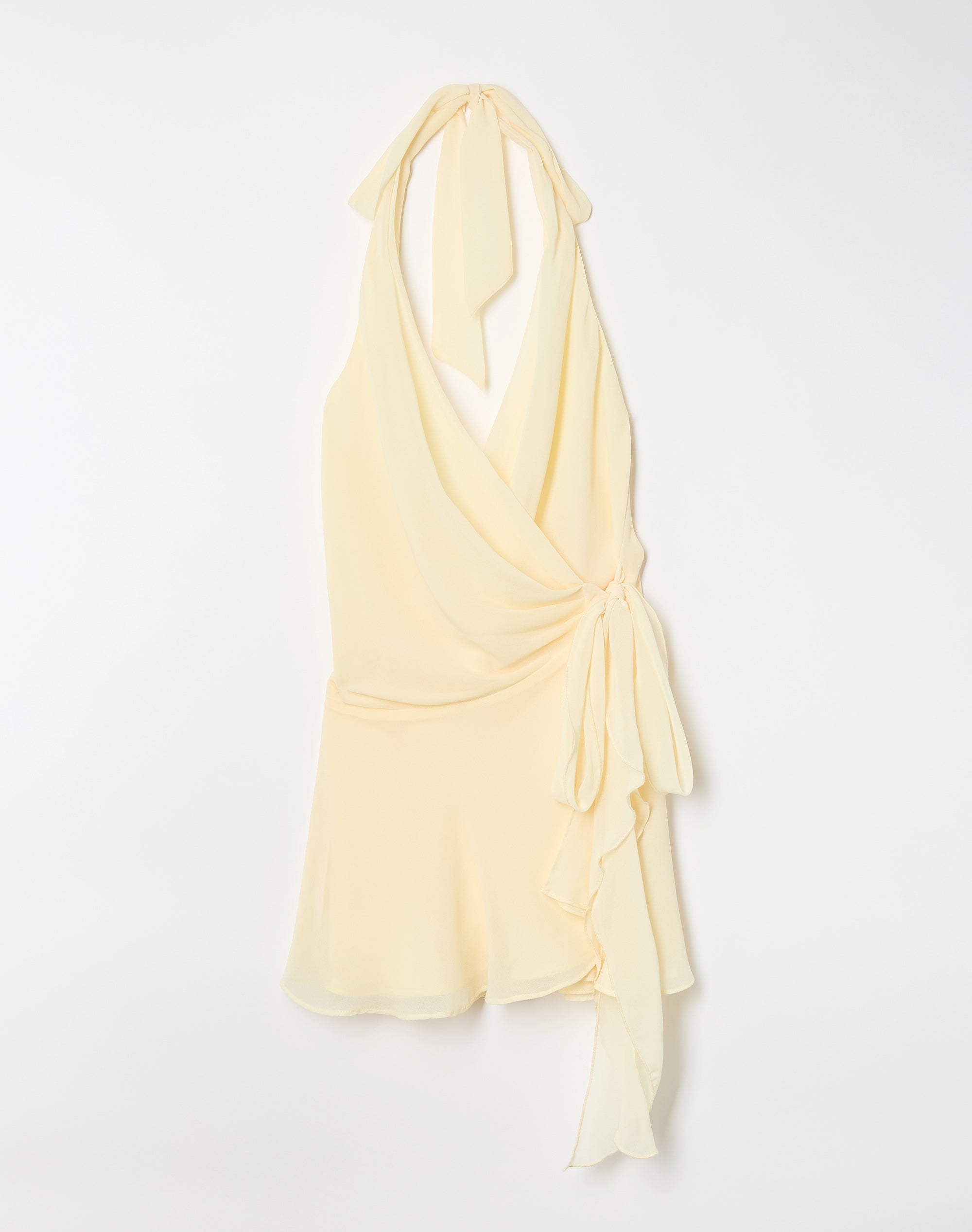Wrap Halter Mini Dress in Buttercup Breeze | Glassons US