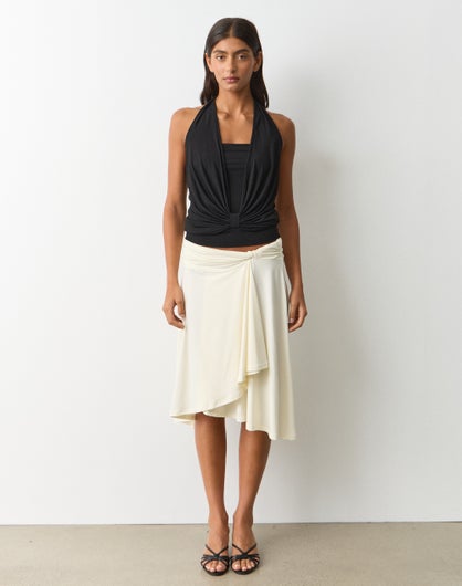 Low Rise Twist Midi Skirt