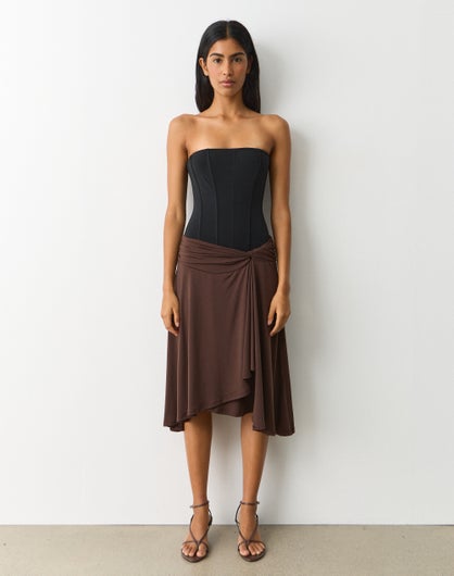Low Rise Twist Midi Skirt