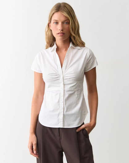 Cotton Short Sleeve Blouse