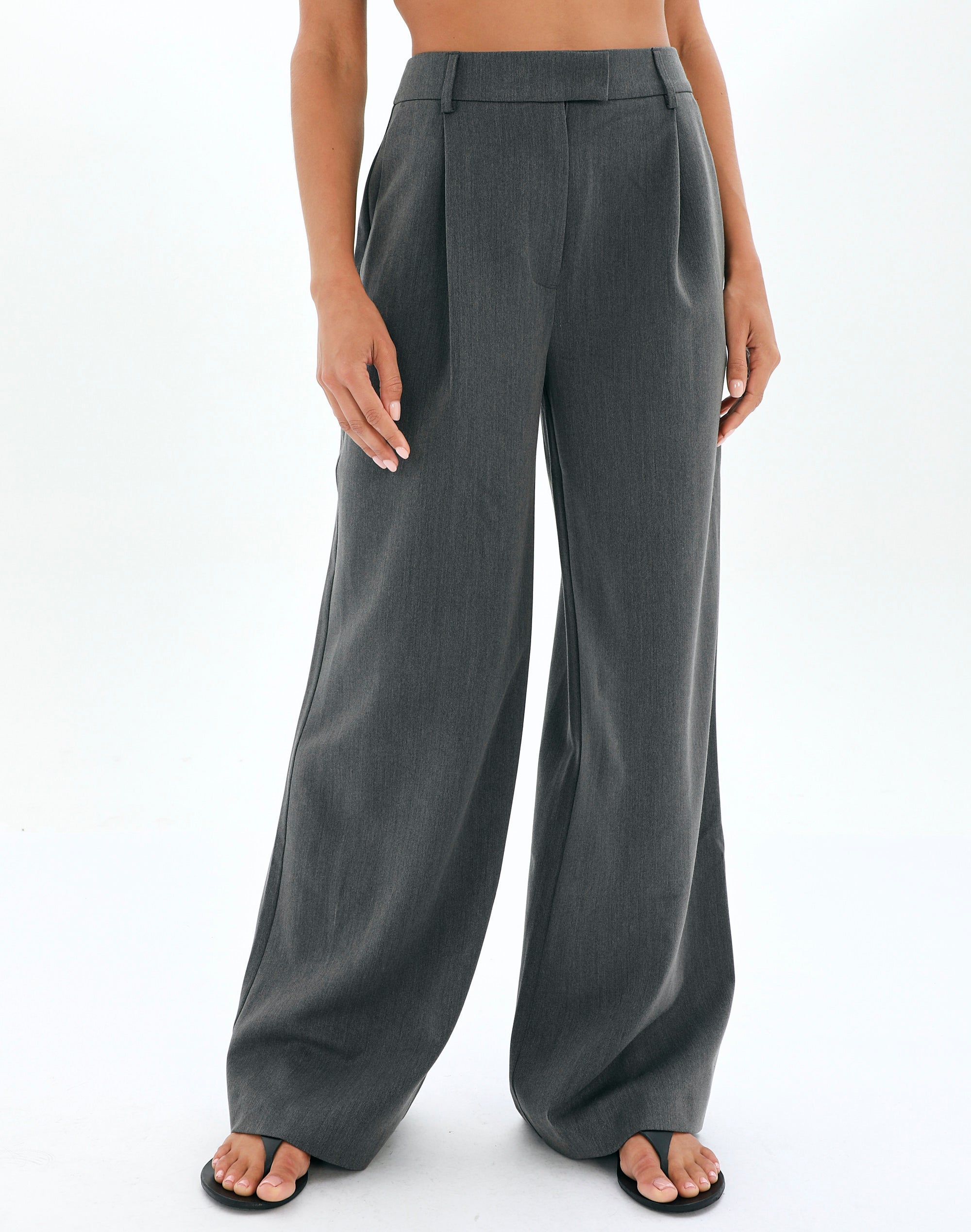 Wide Leg Tailored Pant in Grey | Glassons