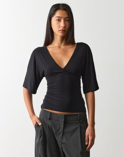 V Neck Bat Sleeve Top