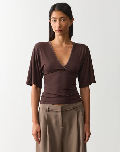 V Neck Bat Sleeve Top
