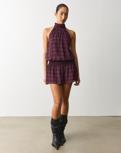High Neck Chiffon Mini Dress