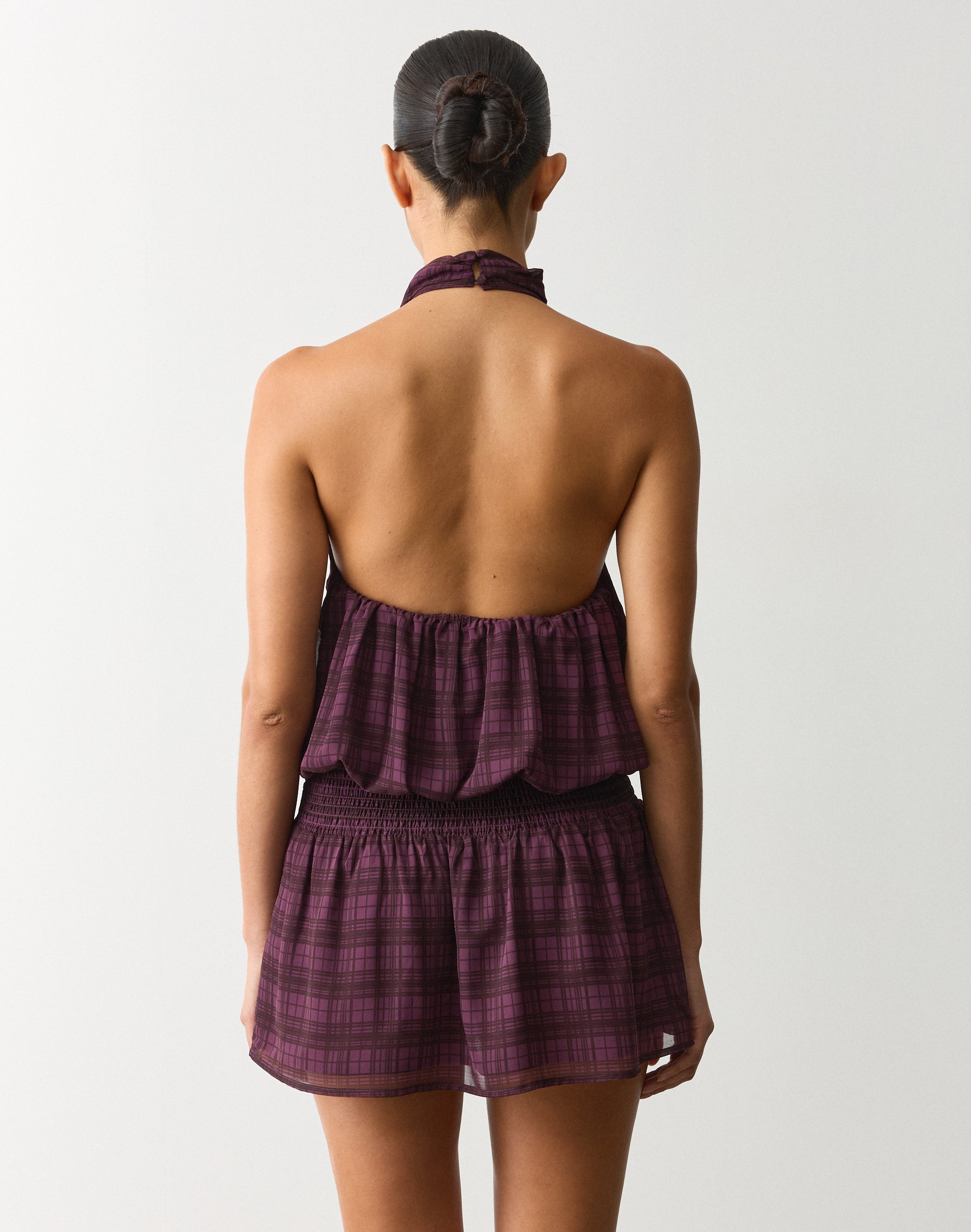 High Neck Chiffon Mini Dress