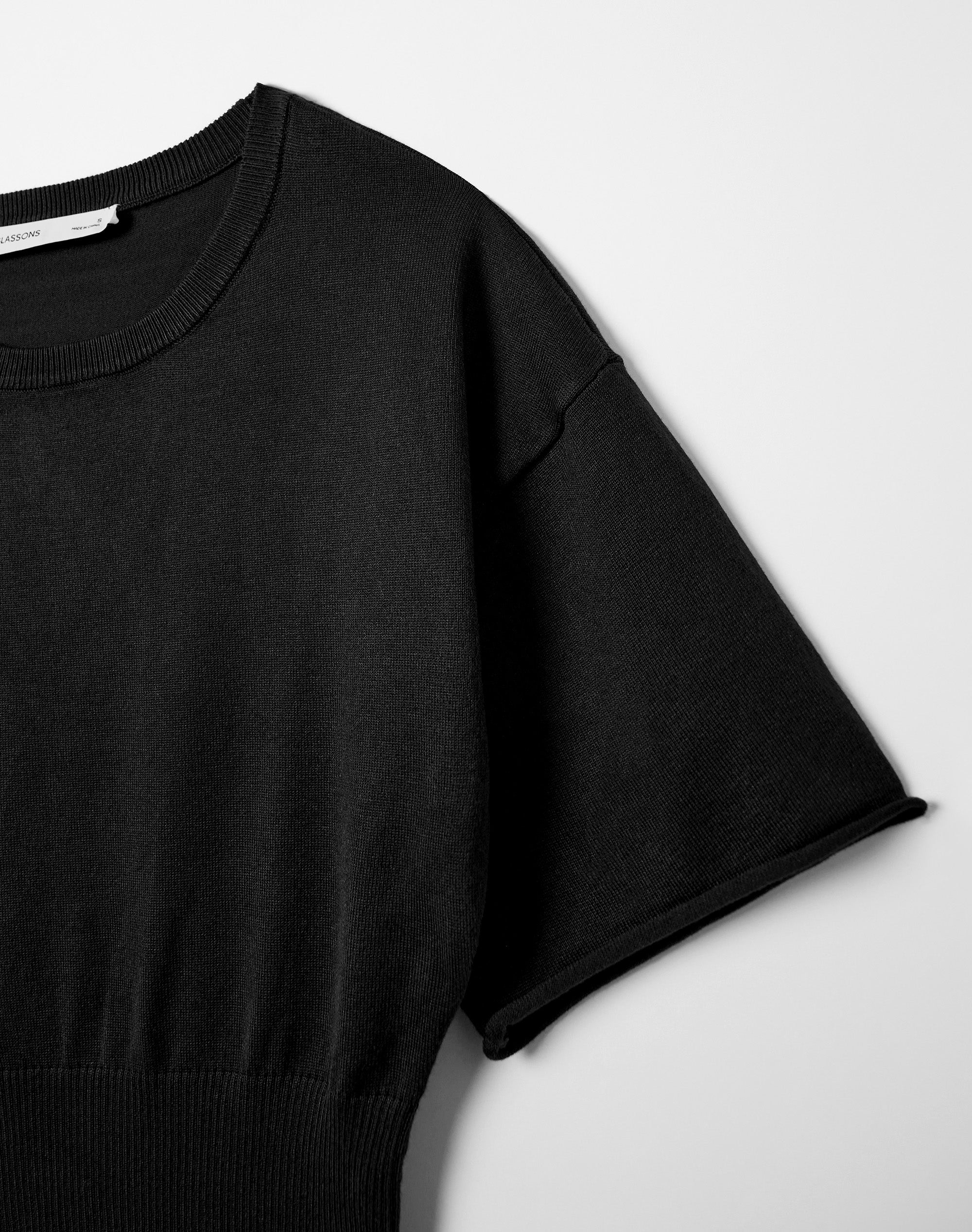 Short Sleeve Rib Waist Knit Top in Black | Glassons AU