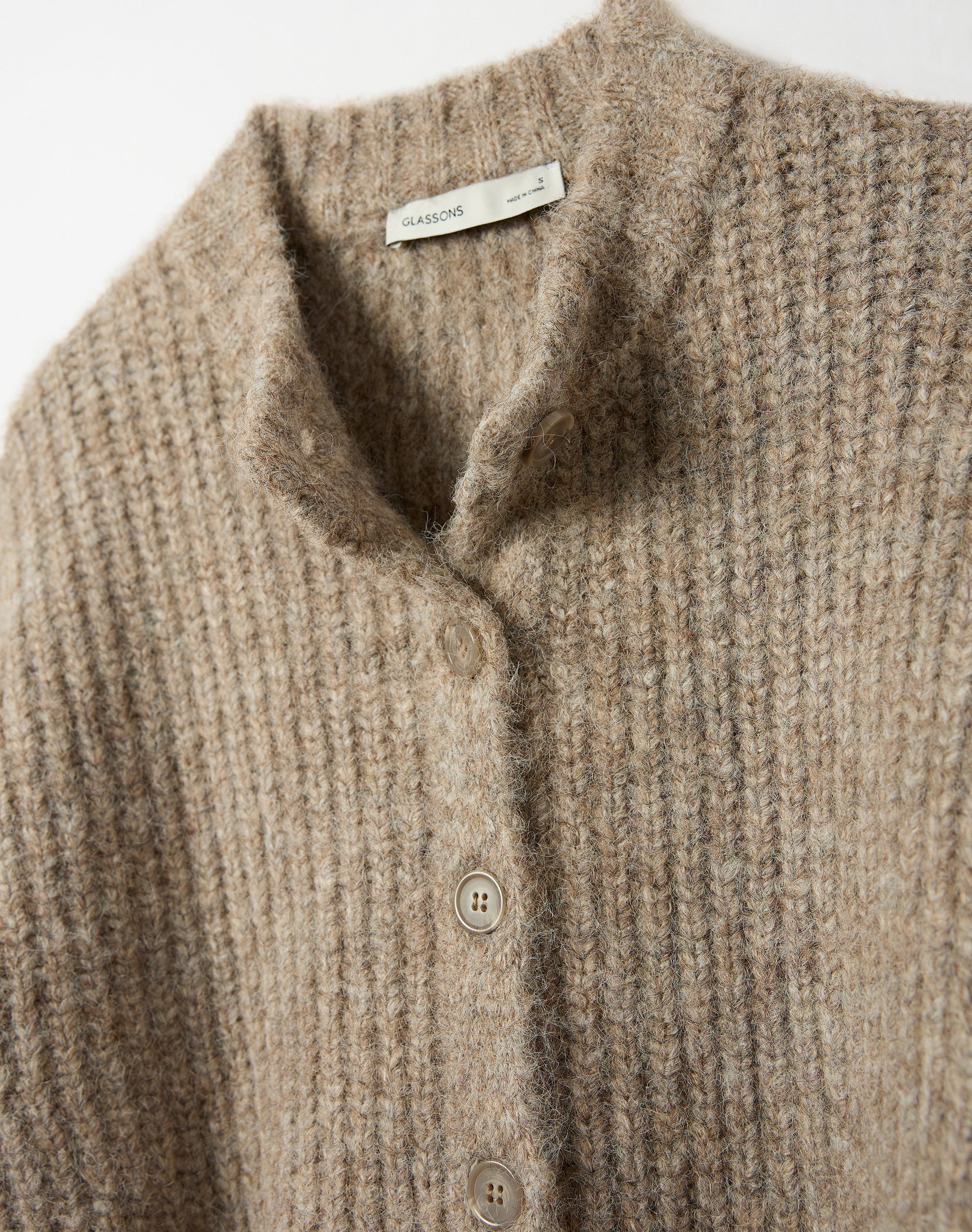 Relaxed Button Up Knit Cardigan in Neutral Marle | Glassons US