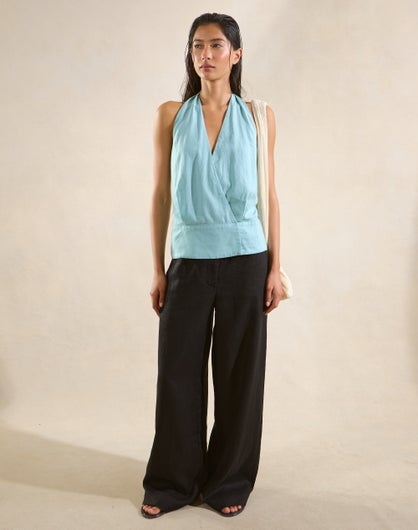 100% Linen Straight Leg Tailored Pant