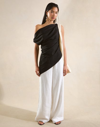 100% Linen Straight Leg Tailored Pant