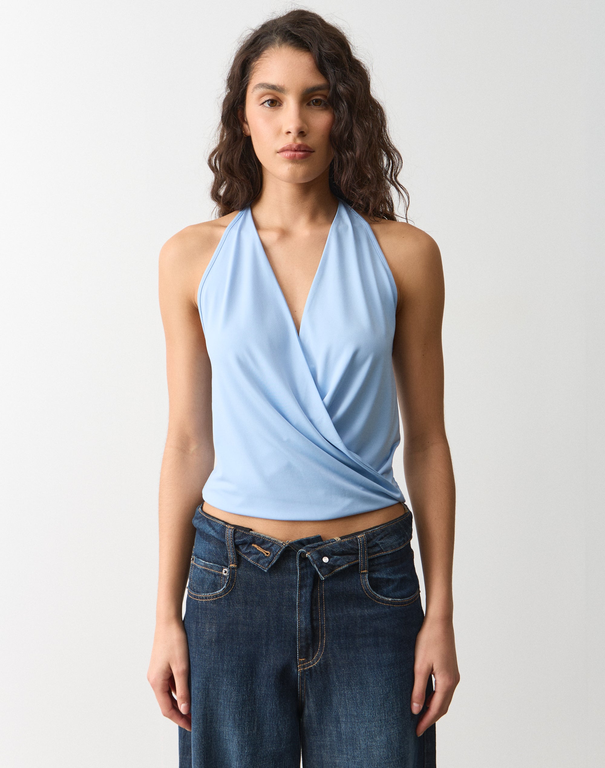 Cross Over Racerback Top in Steel Sky | Glassons US