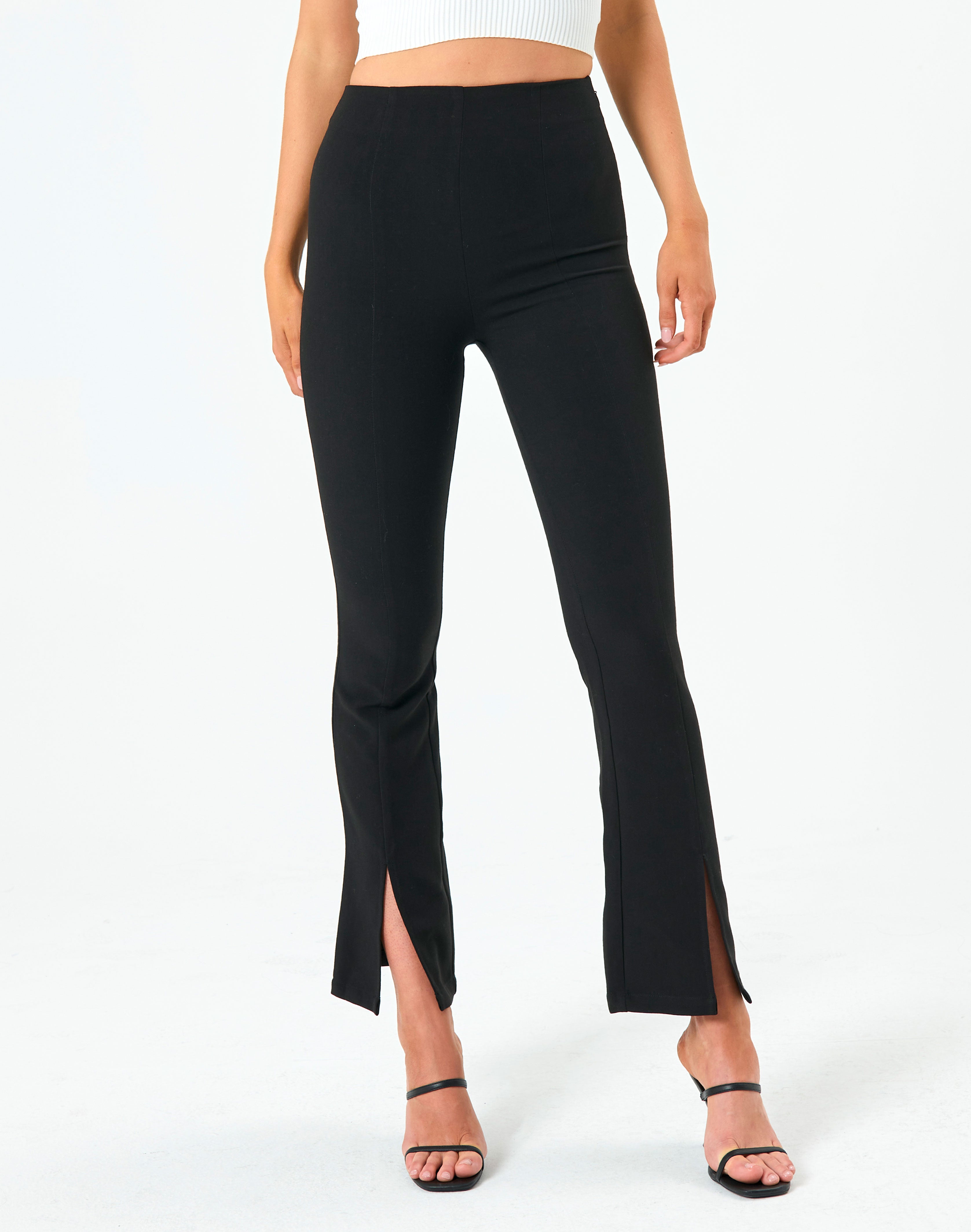 Split Side Flare Pant in Black | Glassons