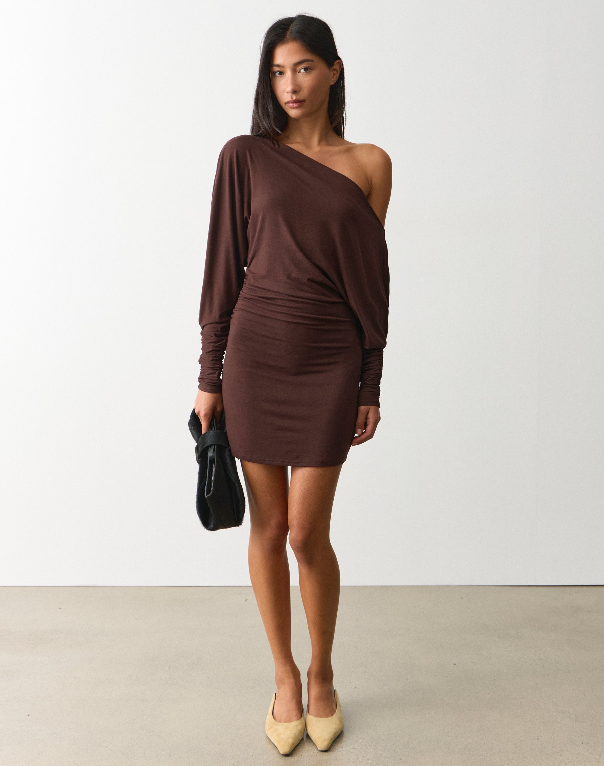 glassons bodycon dress Off Shoulder Long Sleeve Mini Featuring a strapless silhouette