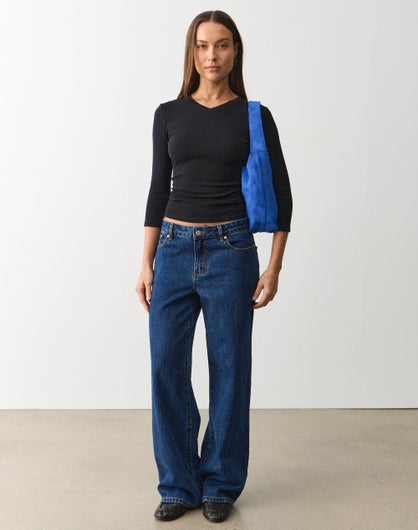 Mid Rise Wide Leg Jean