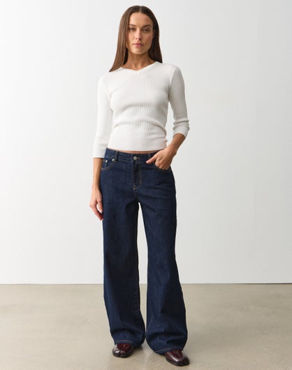 Mid Rise Wide Leg Jean