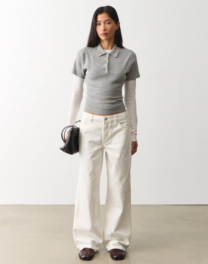 Mid Rise Wide Leg Jean