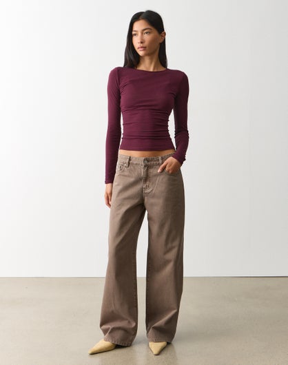 Mid Rise Wide Leg Jean