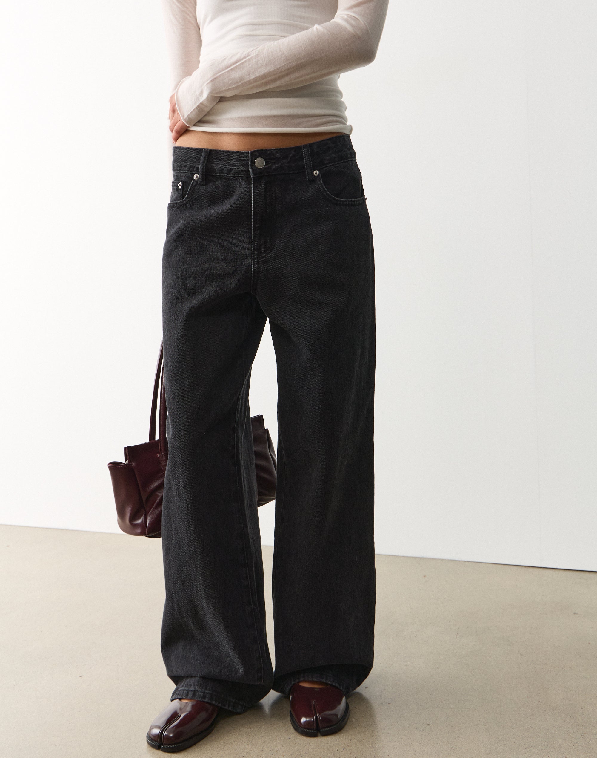 YOURNUS】Highlight Black Wide Denim M シンクビー レオポン ラウンド 