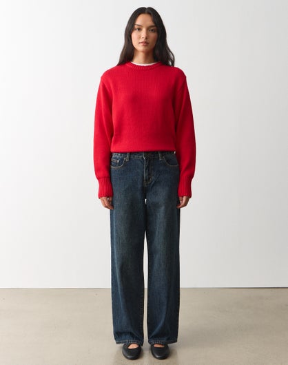 Mid Rise Wide Leg Jean