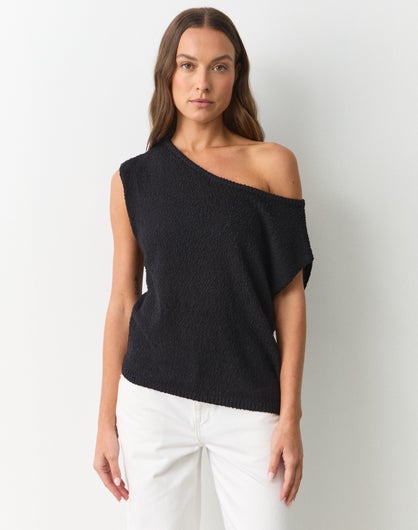 Nerida Off Shoulder Knit Top in Black