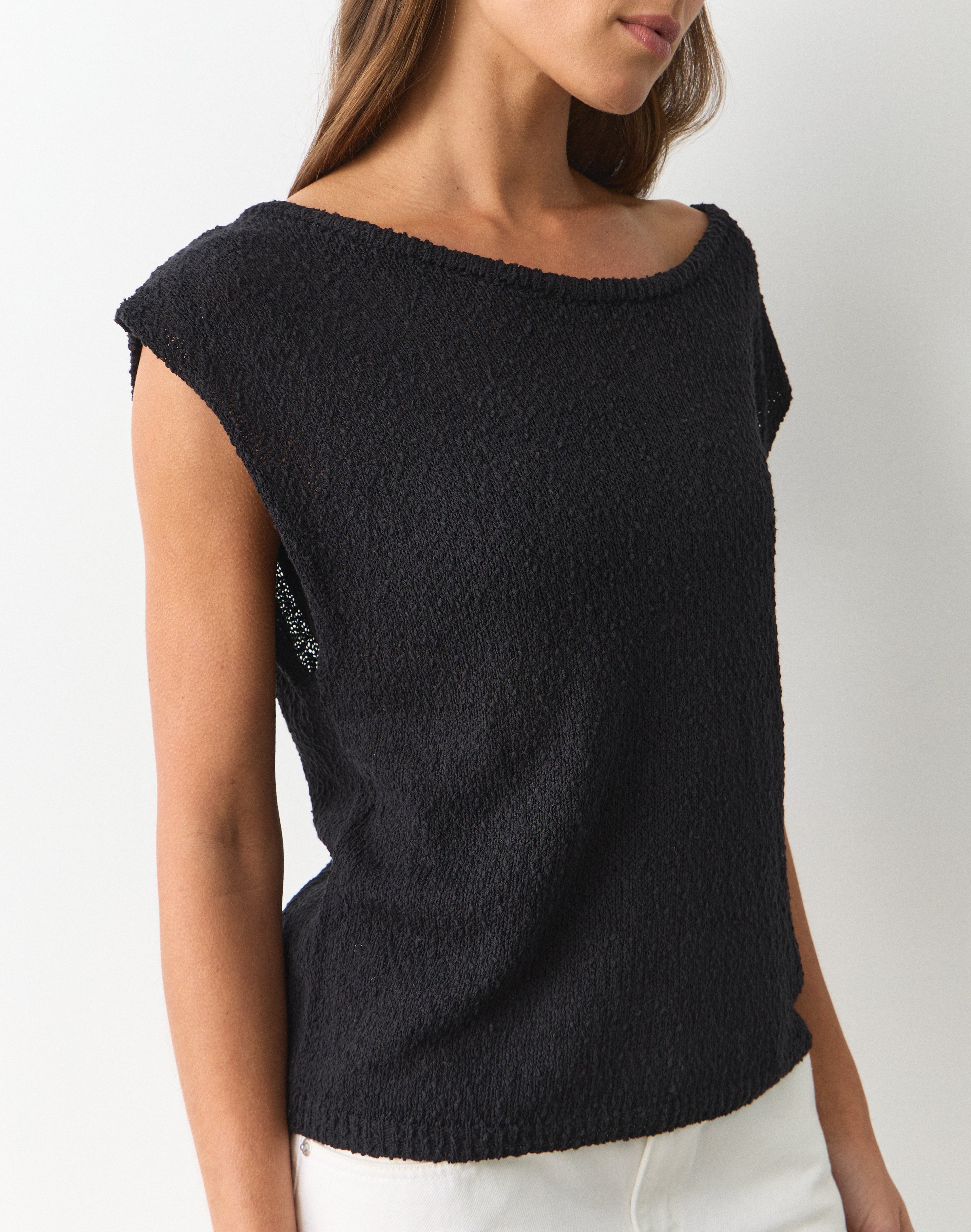 Asymmetrical Off Shoulder Knit Top in Black | Glassons US