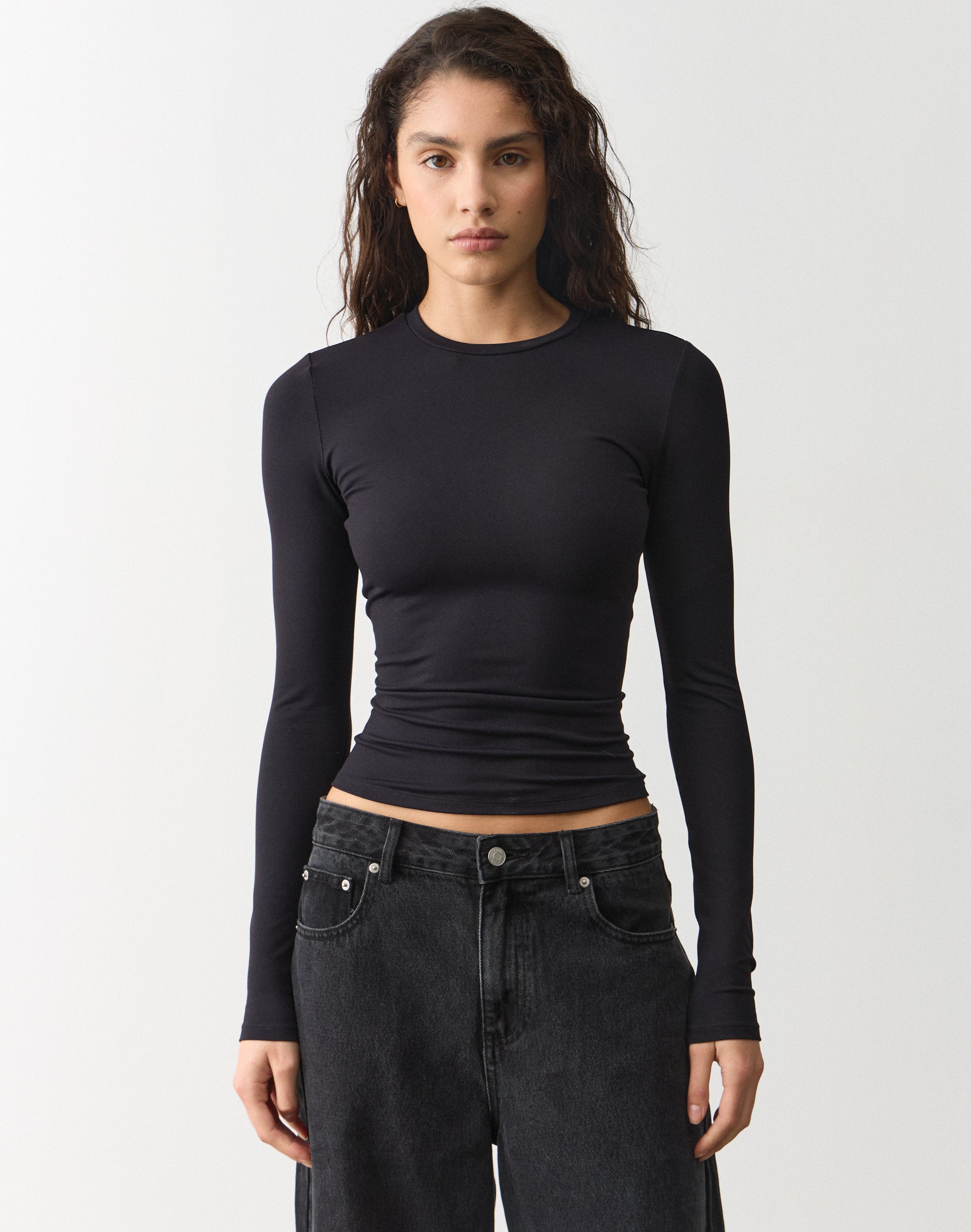 Soft Sculpt Fitted Long Sleeve Top in Black | Glassons US