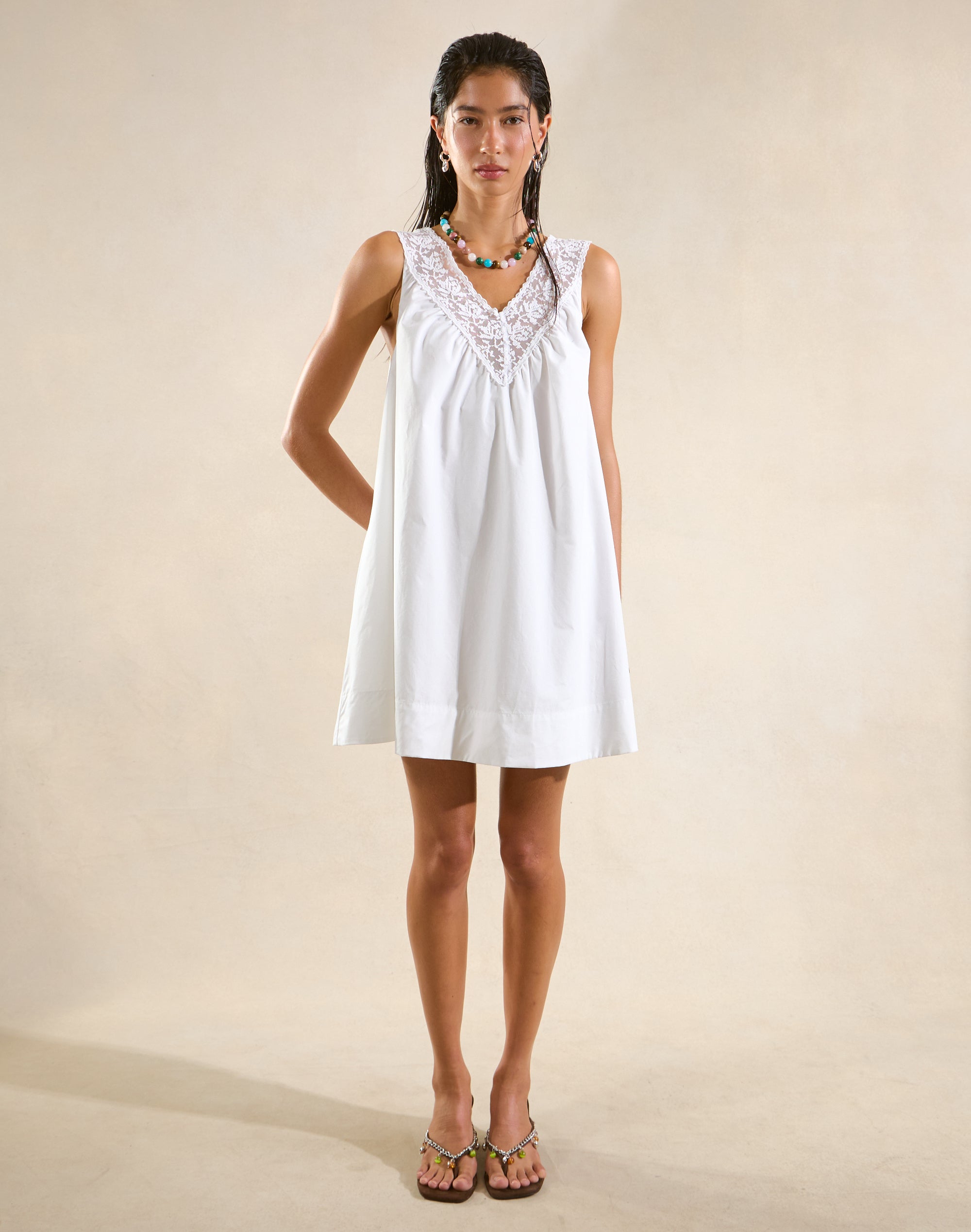 white lace poplin dress SAME French Lace Poplin Dress | White