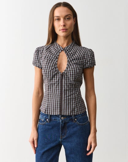Poplin Keyhole Blouse