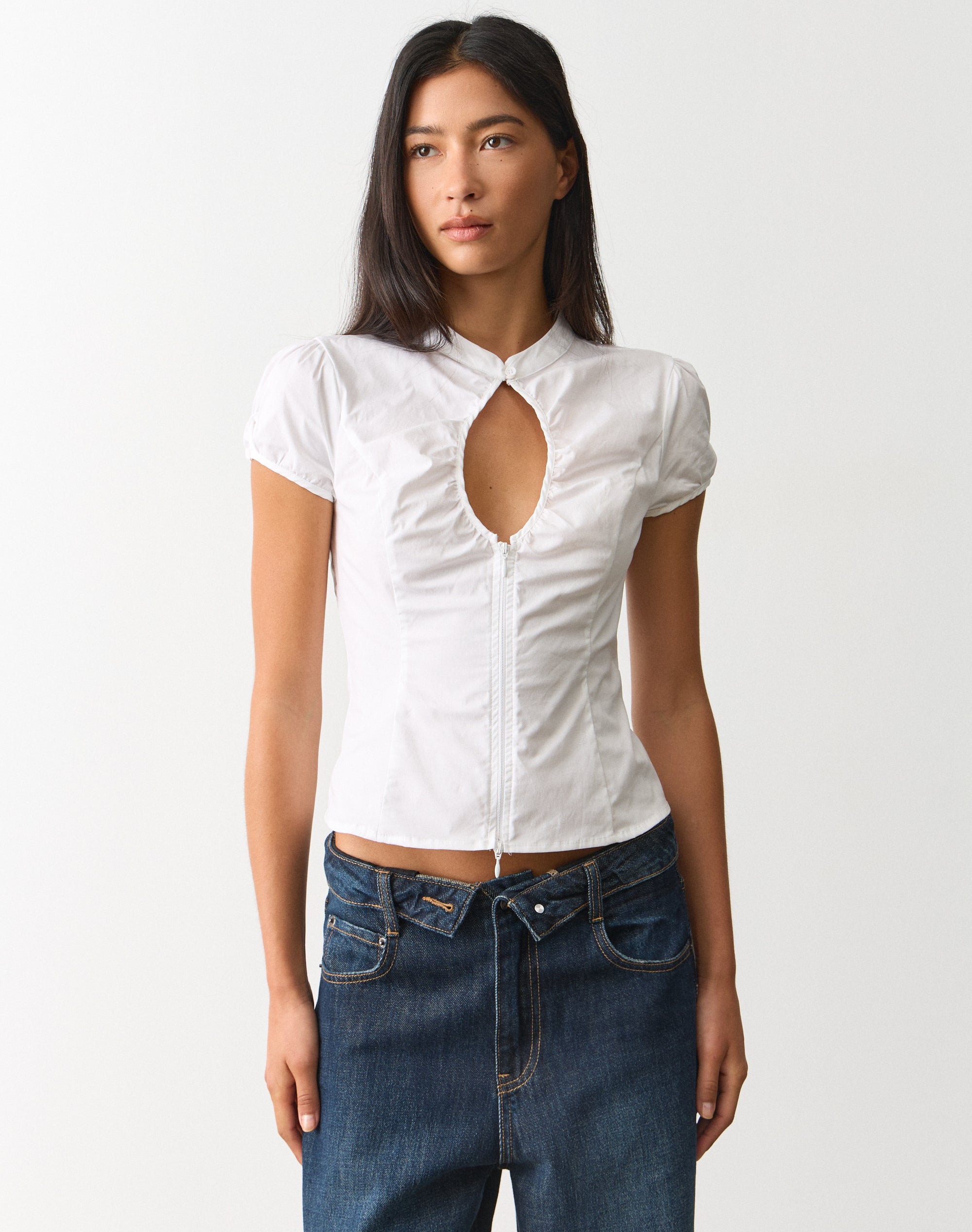 Pintuck Cap Sleeve Blouse in White | Glassons AU
