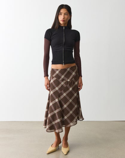 Chiffon Asymmetrical Midi Skirt