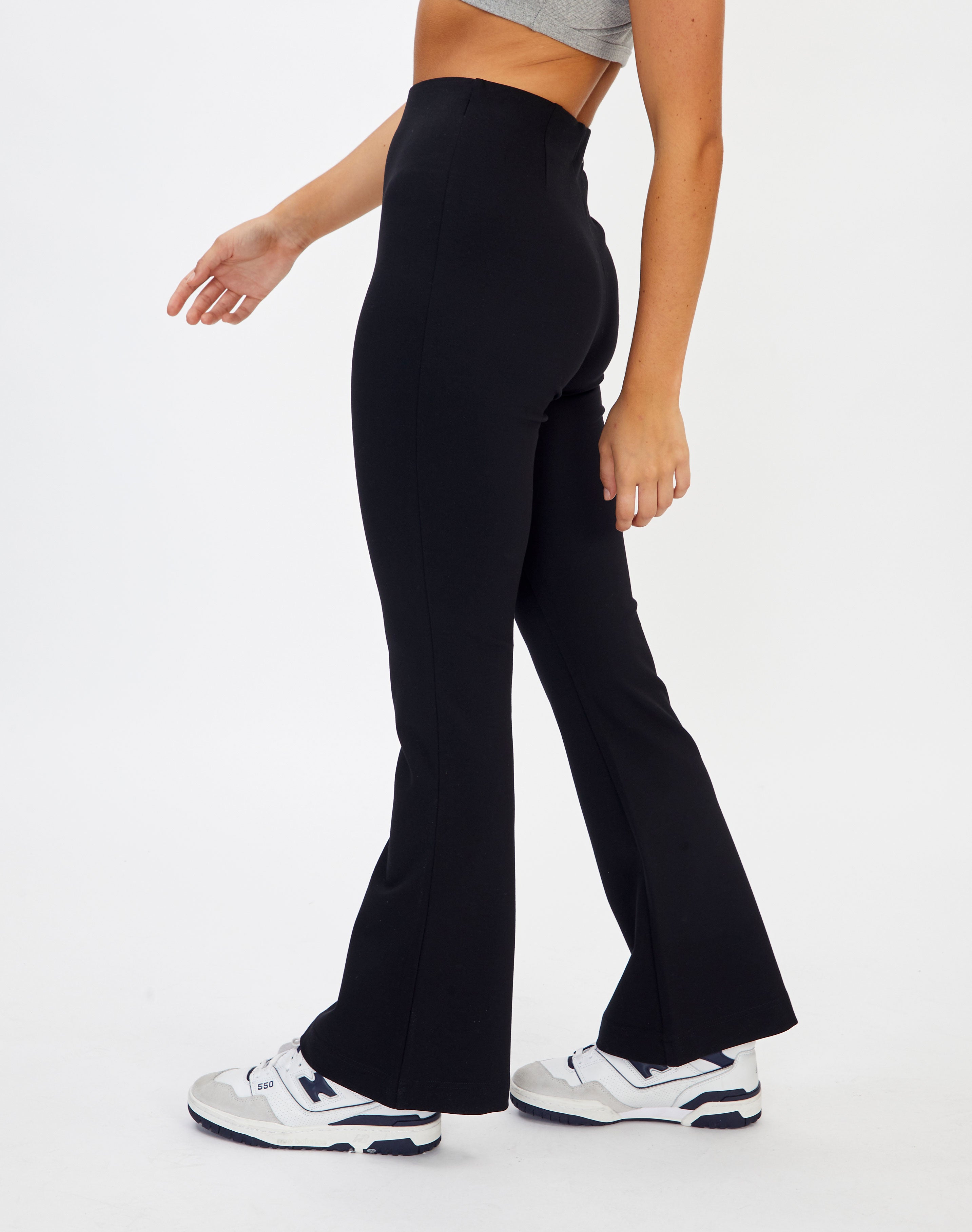 High Rise Flare Ponte Pant in Black 