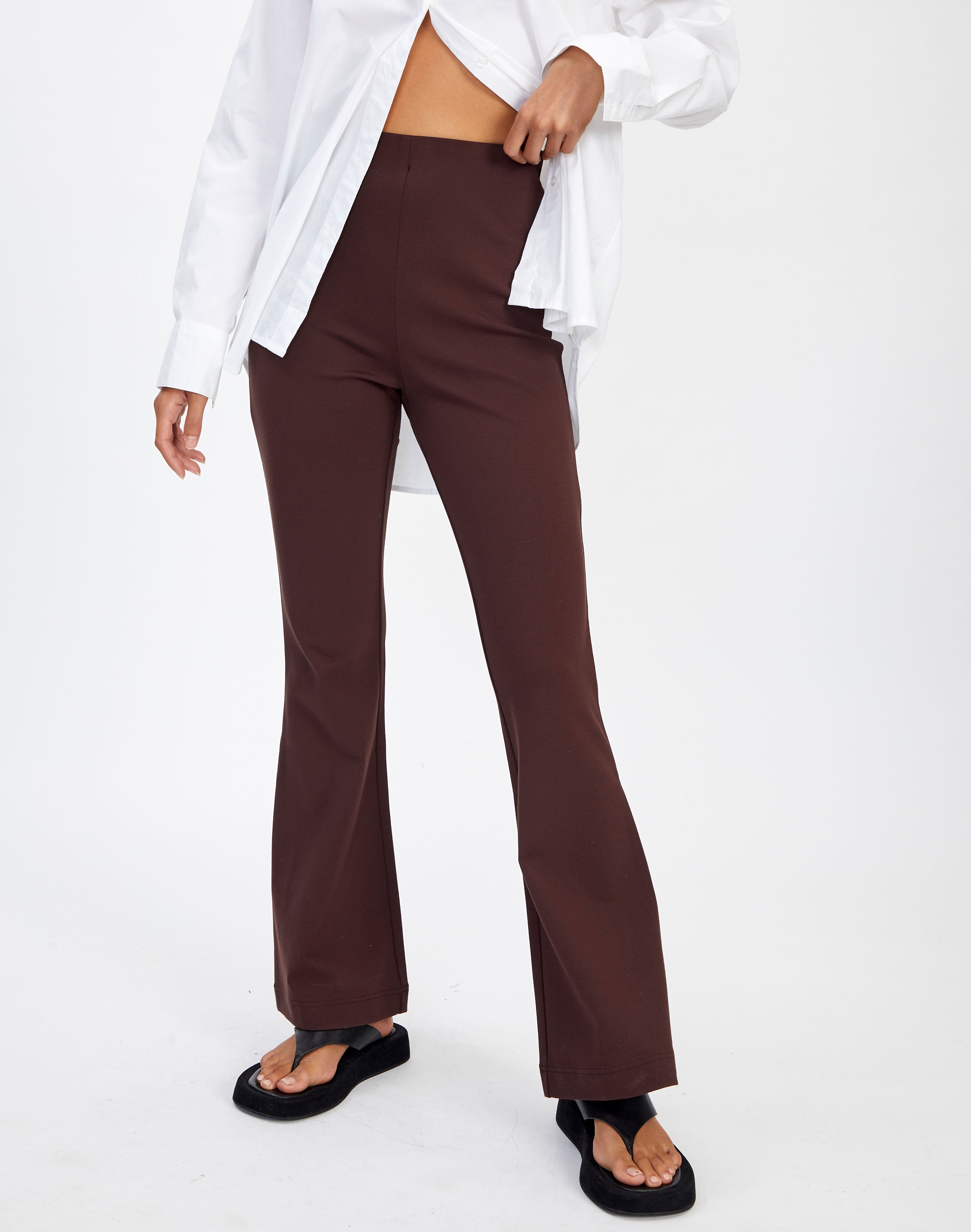 Split Side Flare Pant in Brown | Glassons