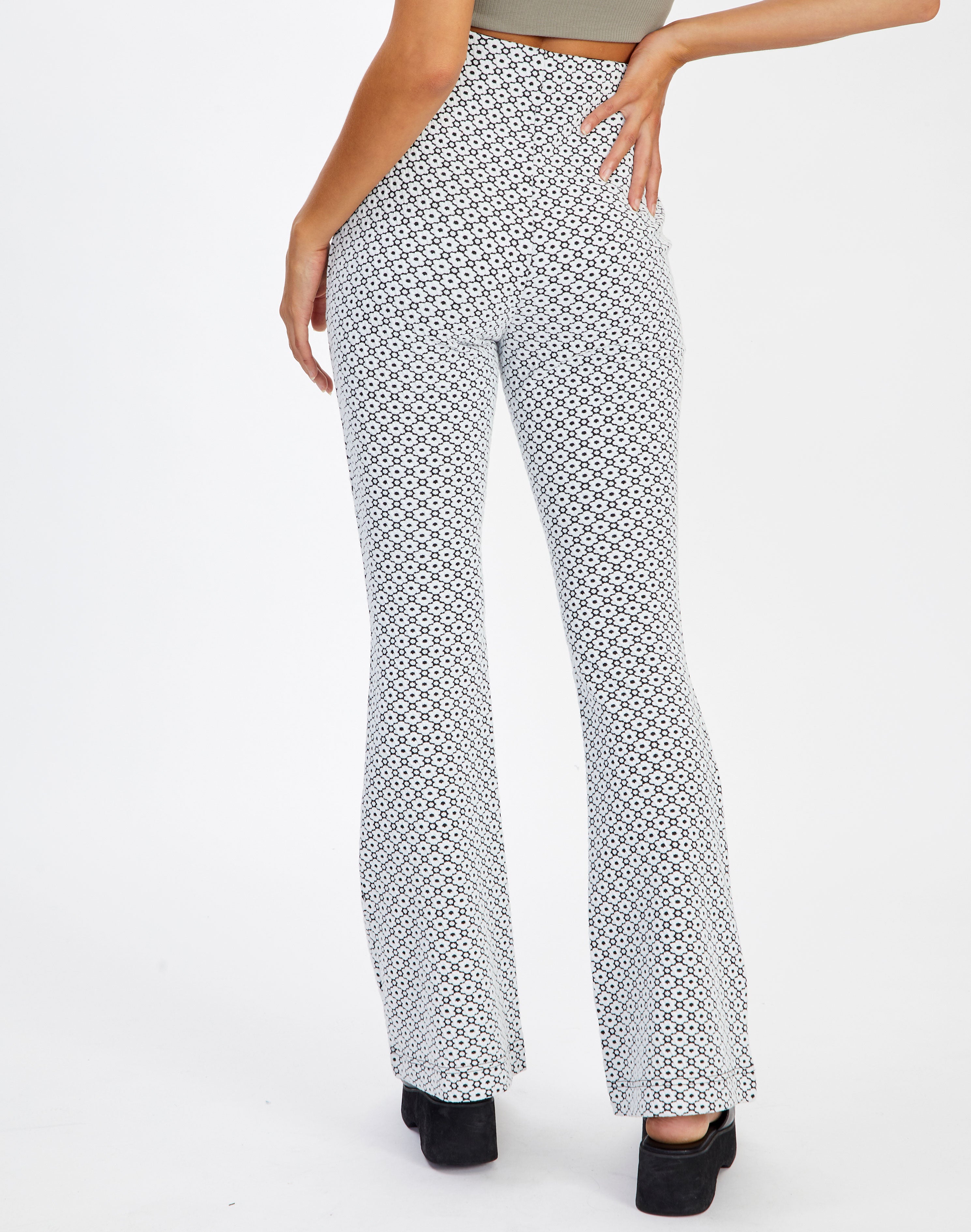 Floral High Rise Flare Ponte Pant in 